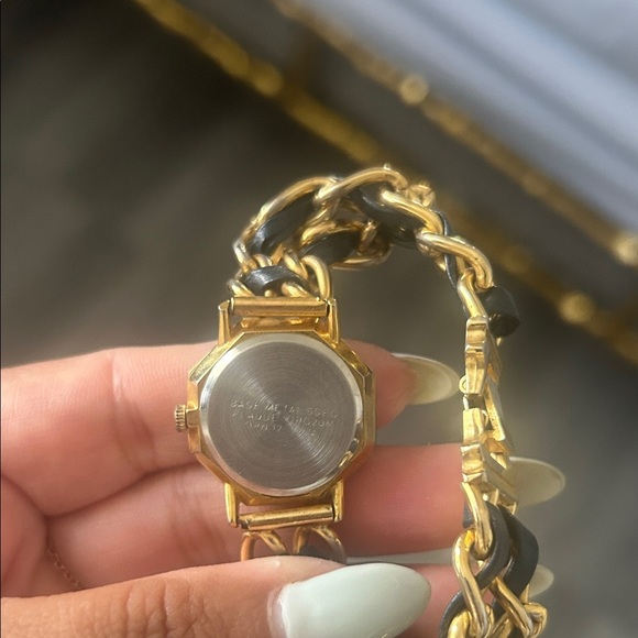 CHANEL Vintage Women's Gold and Black Watch with Blue Face - Picture 4 of 14